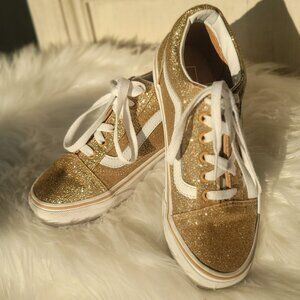 Girls Size 13 Gold Sparkly VANS Shoes